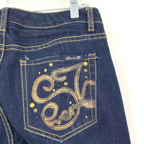 Y2K Seven7 Women's Size 6 Flare Leg Jeans Dark Wash Denim NEW - Picture 3 of 9